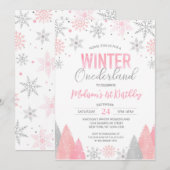 Winter Onederland Snowflakes Eerste eerste verjaar Kaart (Voorkant / Achterkant)