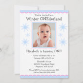Winter Onederland Snowflakes Foto Birthday Party Kaart (Voorkant)