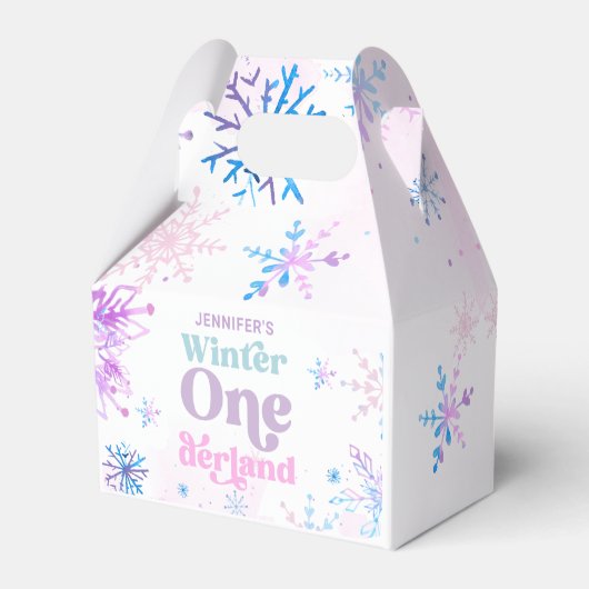Winter Onederland Snowflakes Girl Snow Birthday Bedankdoosjes (Achterkant)