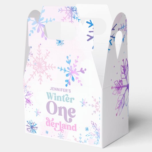 Winter Onederland Snowflakes Girl Snow Birthday Bedankdoosjes (Geopend)