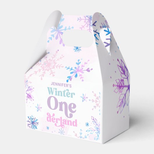 Winter Onederland Snowflakes Girl Snow Birthday Bedankdoosjes (Voorkant Zijde)