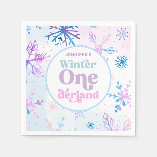 Winter Onederland Snowflakes Girl Snow Birthday Servet (Voorkant)