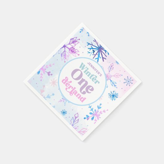 Winter Onederland Snowflakes Girl Snow Birthday Servet (Hoek)
