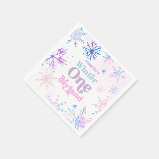 Winter Onederland Snowflakes Girl Snow Birthday Servet (Hoek)