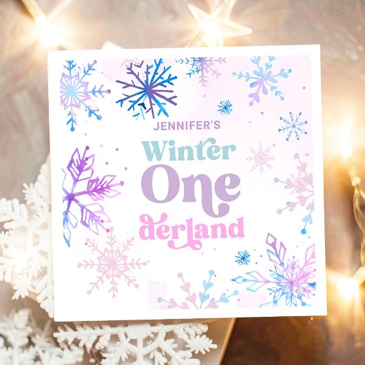 Winter Onederland Snowflakes Girl Snow Birthday Servet