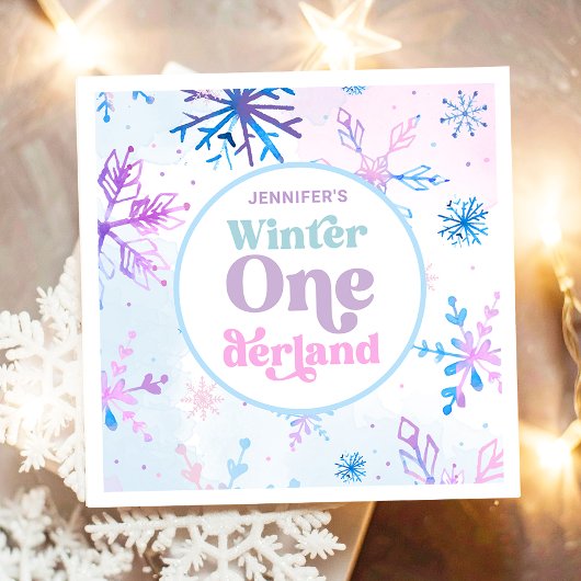 Winter Onederland Snowflakes Girl Snow Birthday Servet