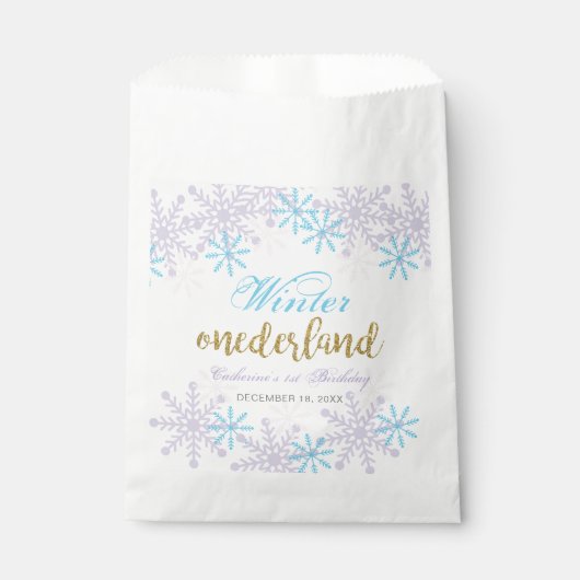 Winter Onederland Snowflakes Vakantie Verjaardag Bedankzakje (Voorkant)