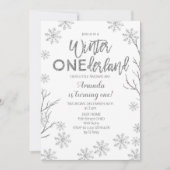 Winter ONEderland Snowflakes Verjaardag Uitnodigen Kaart (Voorkant)