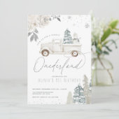 Winter Onederland Snowman 1e verjaardag Uitnodigin Kaart (Staand voorkant)