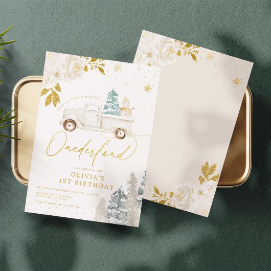 Winter Onederland Snowman 1e verjaardag Uitnodigin Kaart