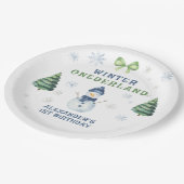 Winter Onederland Snowman 1st Birthday Papieren Bordje (Gekanteld)