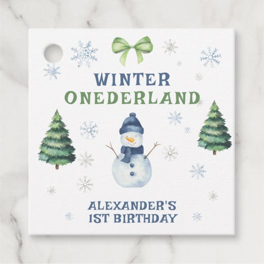 Winter Onederland Snowman 1ste verjaardag Bedankjes Labels (Voorkant)