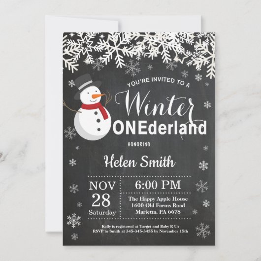 Winter Onederland Snowman 1ste verjaardag Kaart (Voorkant)