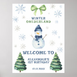 Winter Onederland Snowman 1ste verjaardag Poster