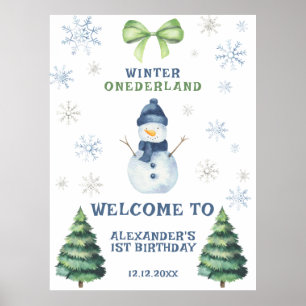 Winter Onederland Snowman 1ste verjaardag Poster
