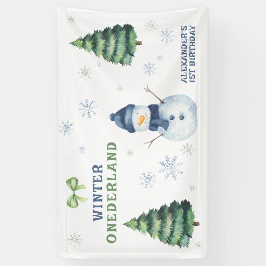 Winter Onederland Snowman 1ste verjaardag Spandoek (Verticaal)