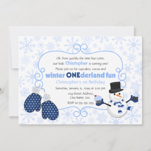 Winter ONEderland Snowman Birthday Kaart (Voorkant)