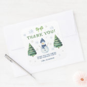 Winter Onederland Snowman Birthday Thank You Vierkante Sticker (Envelop)