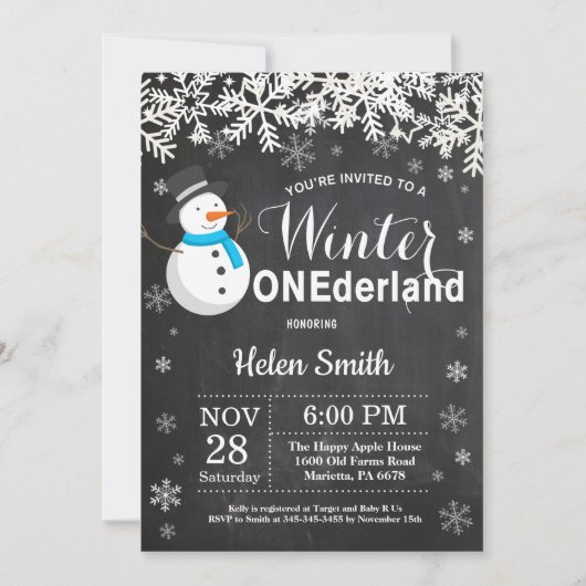Winter Onederland Snowman Boy 1e verjaardag Kaart (Voorkant)