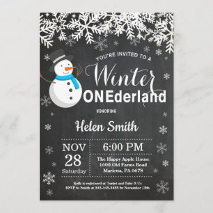Winter Onederland Snowman Boy 1e verjaardag Kaart