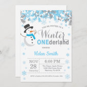 Winter Onederland Snowman Boy 1st Birthday Kaart (Voorkant / Achterkant)