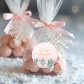 Winter ONEderland Snowman Meisje Verjaardag Roze Ronde Sticker