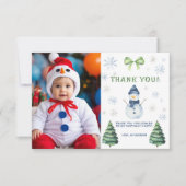 Winter Onederland Snowman Verjaardag Dank u Bedankkaart (Voorkant)