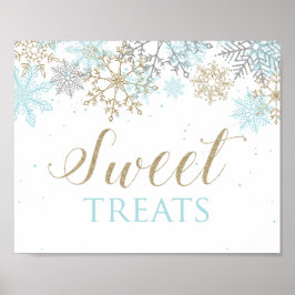 Winter Onederland Sweet TreSign Blue Snowflake Poster