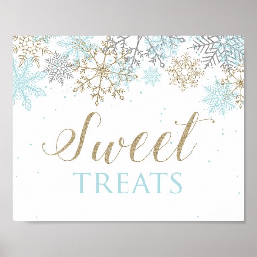 Winter Onederland Sweet TreSign Blue Snowflake Poster (Voorkant)