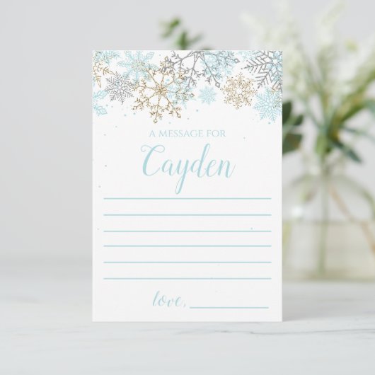 Winter Onederland Tijd Capsule note card blauw Informatiekaartje (Staand voorkant)