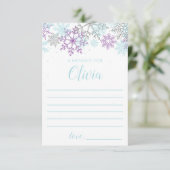 Winter Onederland Tijd Capsule note card paars Informatiekaartje (Staand voorkant)