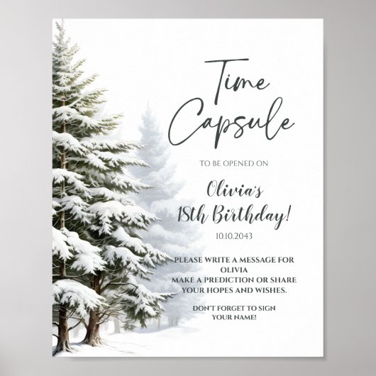 Winter Onederland tijd capsule teken Poster (Voorkant)