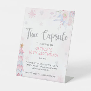 Winter Onederland tijd capsule teken Reclamebord Met Voetstuk