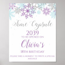Winter ONEderland Tijdcapsule Bord Paars Zilver