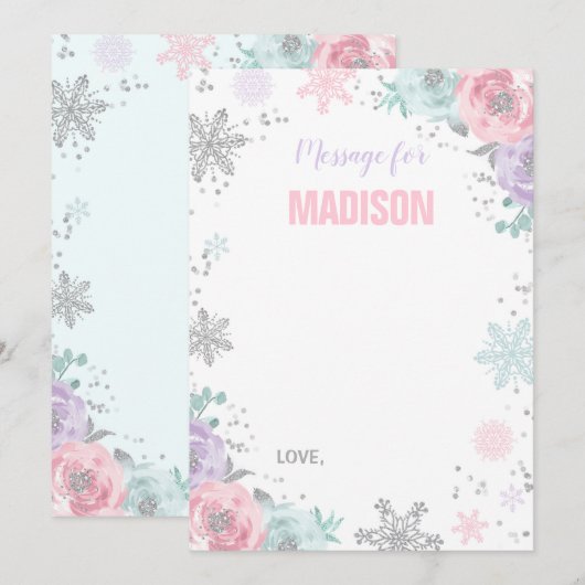 Winter ONEderland Time Capsule Note Card Guestbook Notitiekaartje (Voorkant / Achterkant)