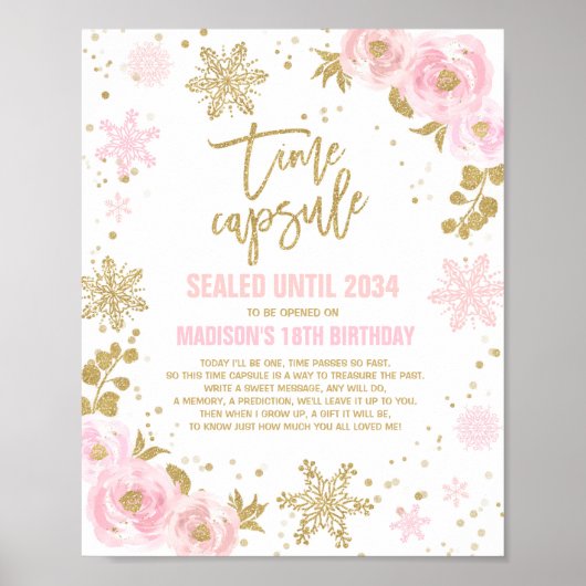 Winter ONEderland Time Capsule Pink and Gold Poster (Voorkant)