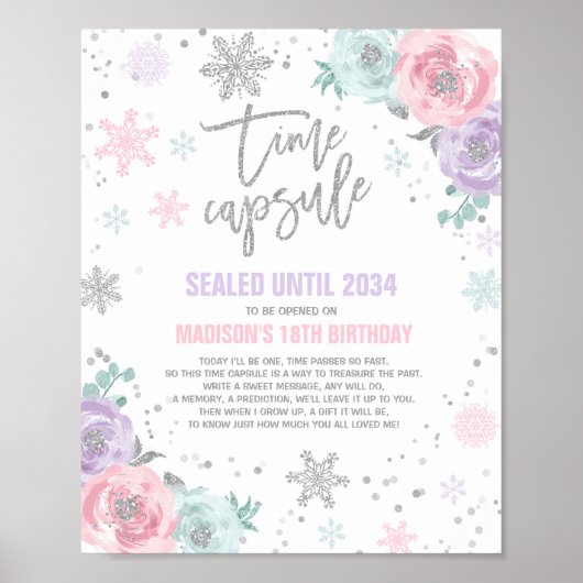 Winter ONEderland Time Capsule Pink and Silver Poster (Voorkant)