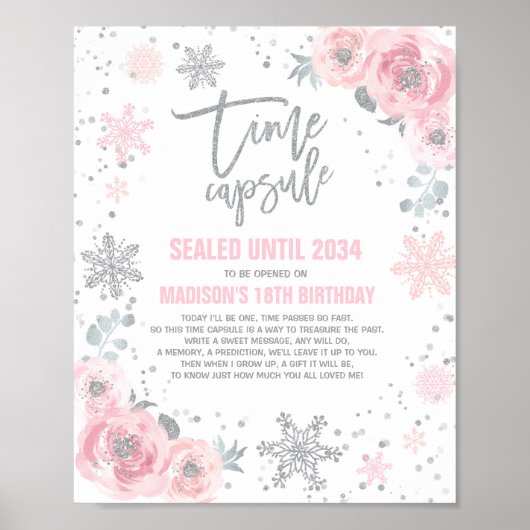 Winter ONEderland Time Capsule Pink and Silver Poster (Voorkant)