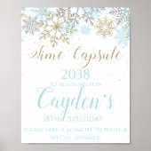 Winter ONEderland Time Capsule Sign Blue and Gold Poster (Voorkant)