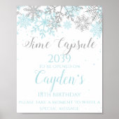 Winter ONEderland Time Capsule Sign Blue Silver Poster (Voorkant)