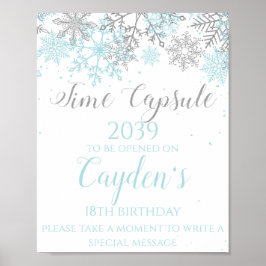 Winter ONEderland Time Capsule Sign Blue Silver Poster