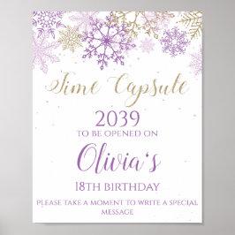 Winter ONEderland Time Capsule Sign Paars Gold Poster