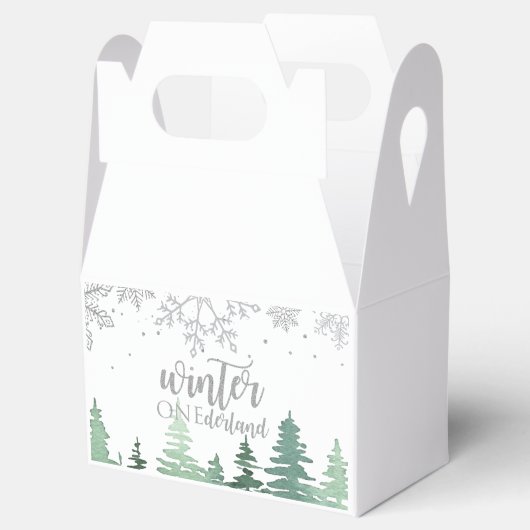 Winter Onederland Trees Zilveren sneeuwvlokken Bedankdoosjes (Geopend)