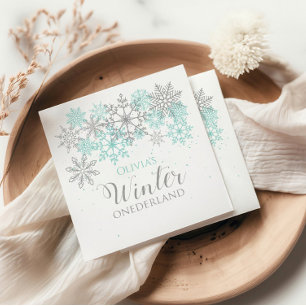 Winter Onederland Turquoise Zilver Eerste Verjaard Servet