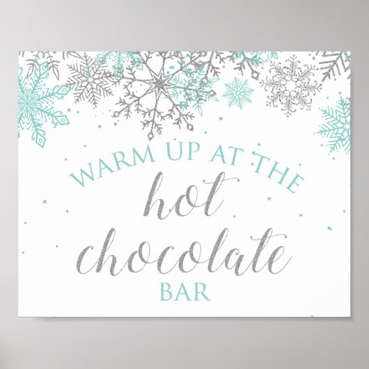 Winter Onederland Turquoise + Zilveren Warme Choco Poster (Voorkant)