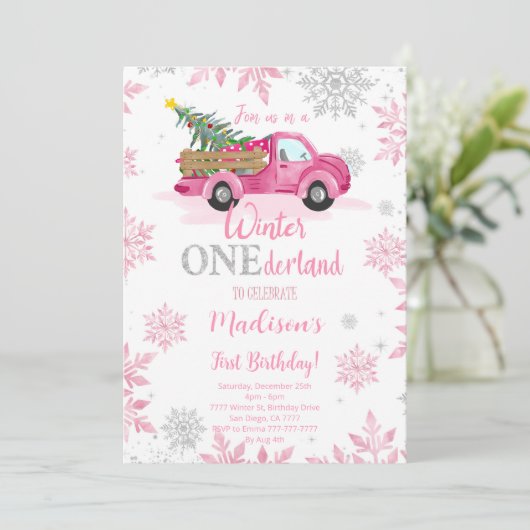 Winter ONEderland Uitnodiging (Staand voorkant)