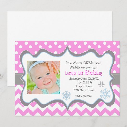 Winter ONEderland Uitnodiging (Voorkant / Achterkant)