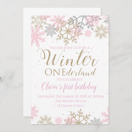 Winter ONEderland Uitnodiging (Voorkant / Achterkant)