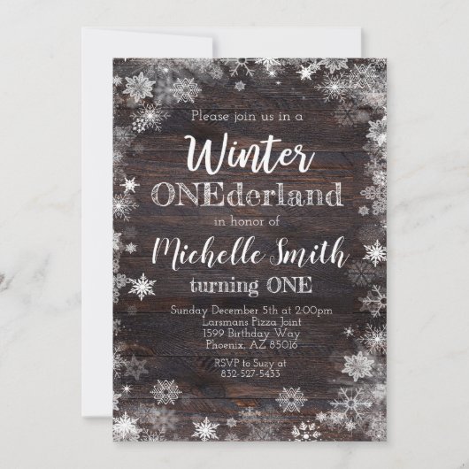 Winter ONEderland Uitnodiging, 1e verjaardag, Rust Kaart (Voorkant)