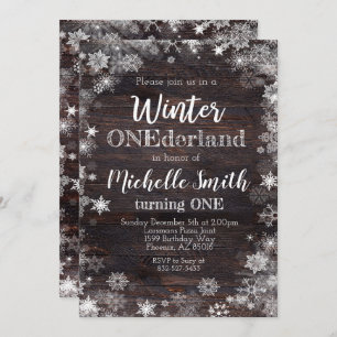 Winter ONEderland Uitnodiging, 1e verjaardag, Rust Kaart